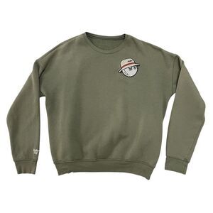 Malbon Golf Buckets Logo Crewneck Sweatshirt Olive Green Men's L